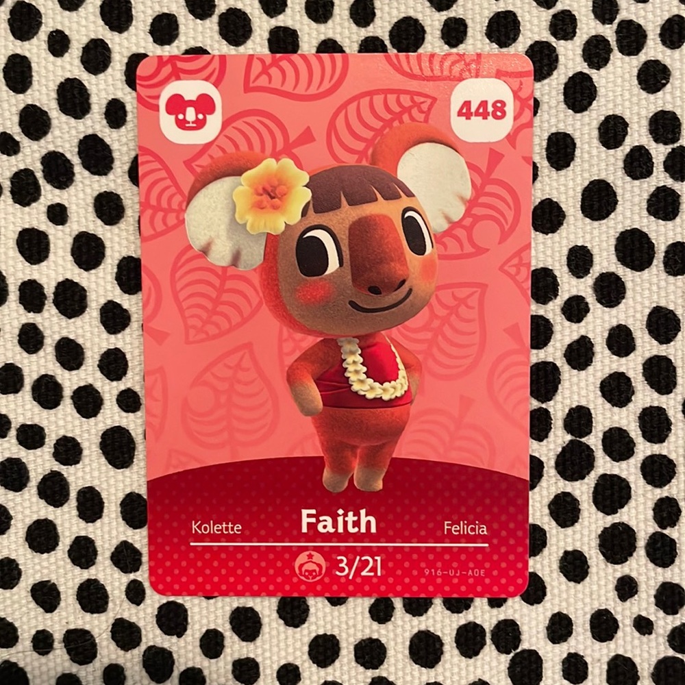 Genuine ACNH Faith amiibo card